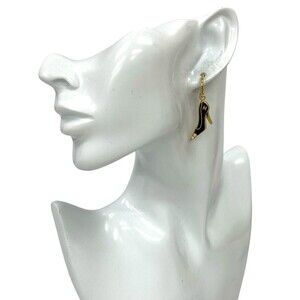 CHANEL Coco Mark Pumps Motif GP Earrings Gold Black 34514